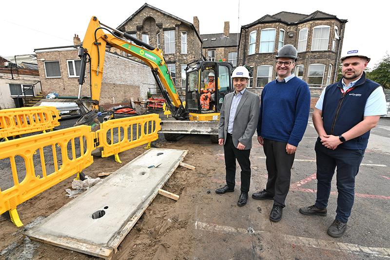 Ben Gilligan of East Yorkshire Buses with Councillor Mark Ieronimo and Andrew Benstead, the bus operator’s engineering director, at the start of the second phase of the (EV) infrastructure programme