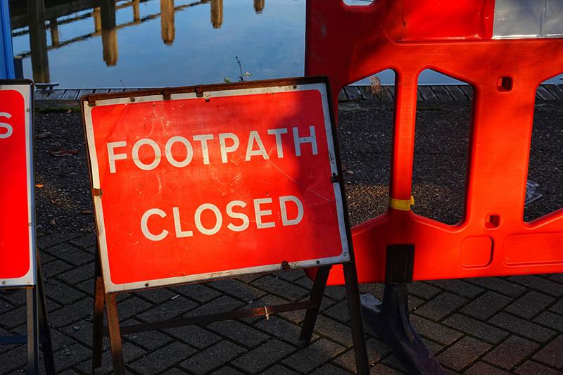 Footpath closed sign