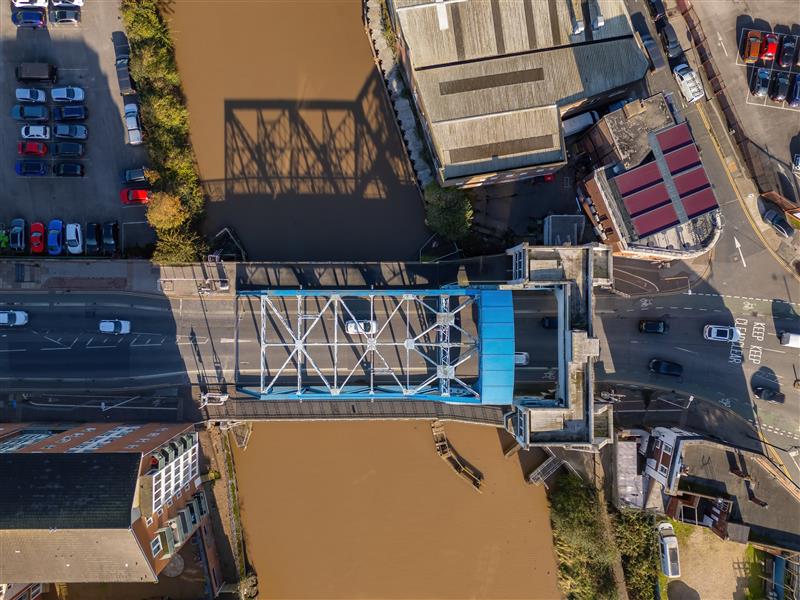 An aerial shot from overhead above North Bridge
