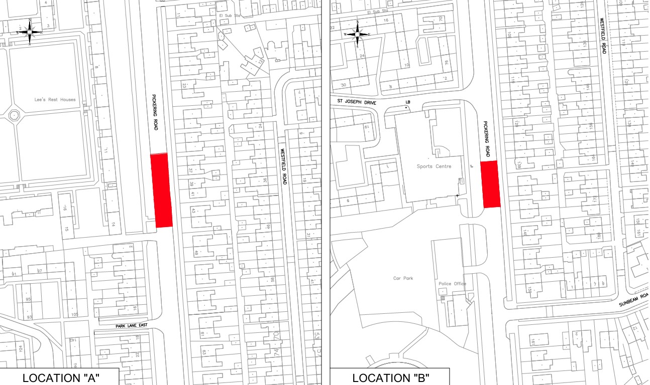 The locations of upcoming closures to enable improvements to Pickering Road.
