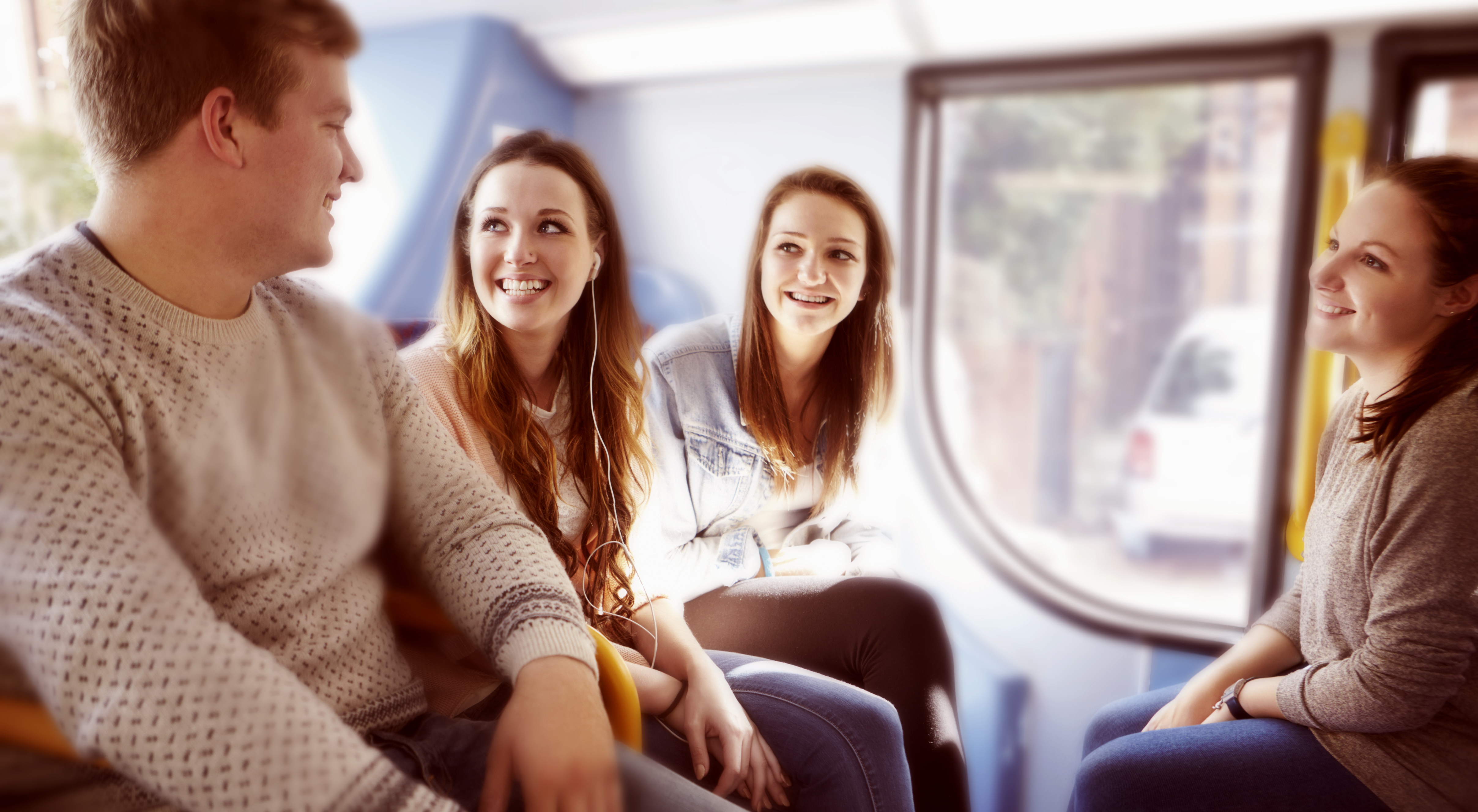 A group of young people onboard a Stagecoach East Midlands bus