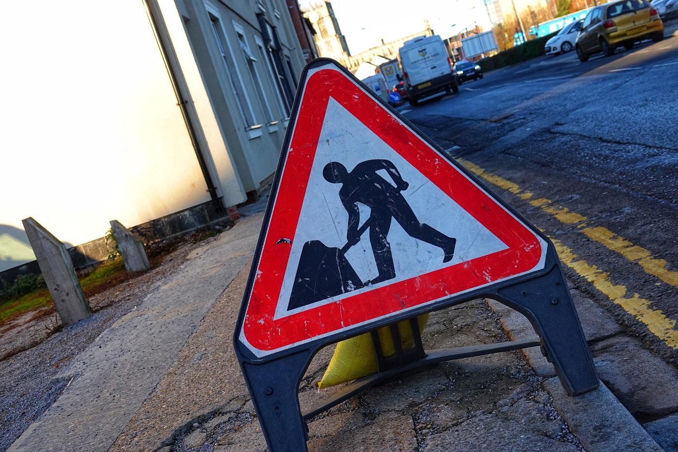 A roadworks sign